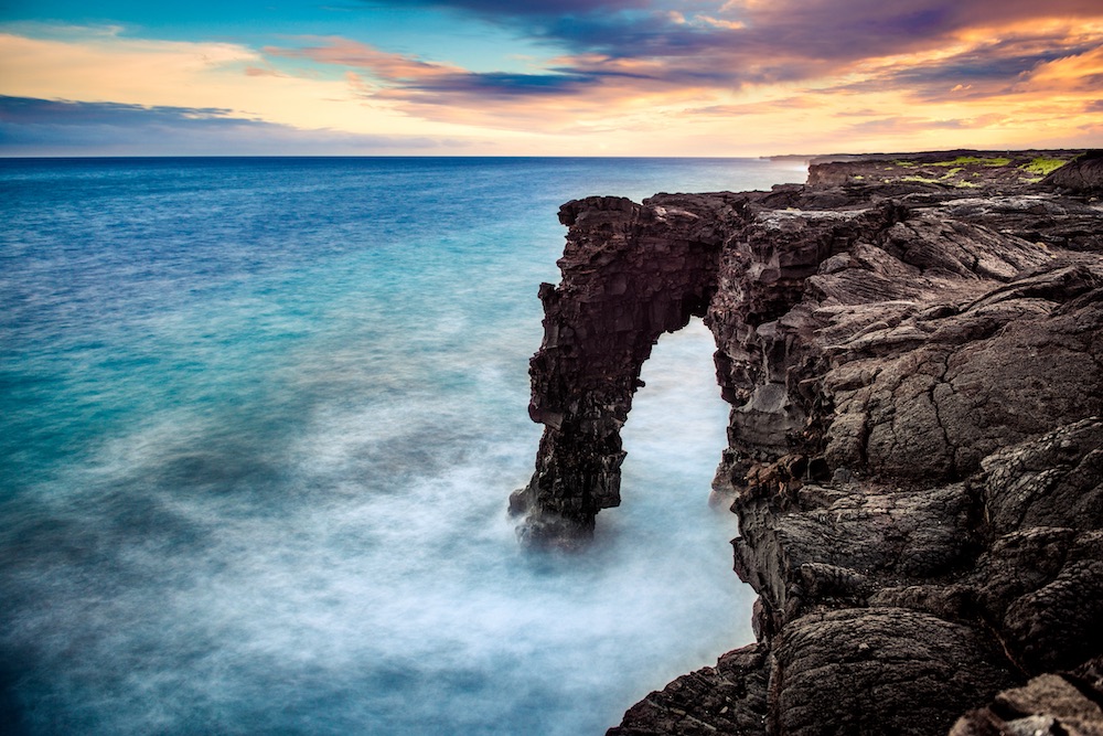 Sea Arch Long Exposure Photo On Hawaii's Big Island