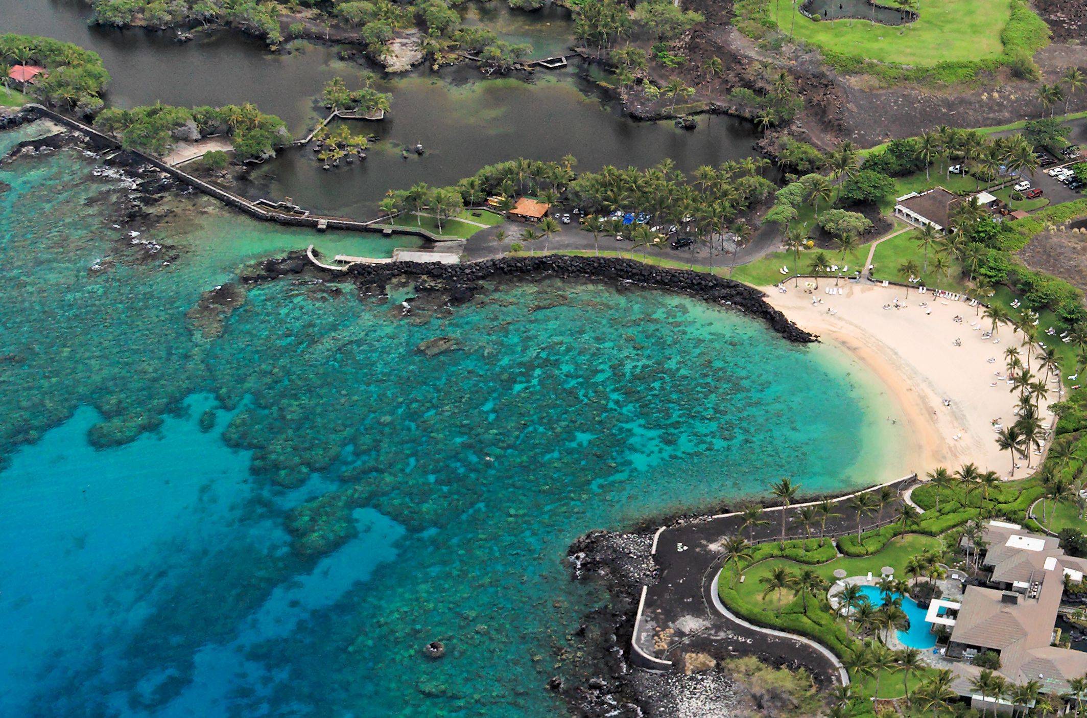 Overhead view of Mauna Lani beach