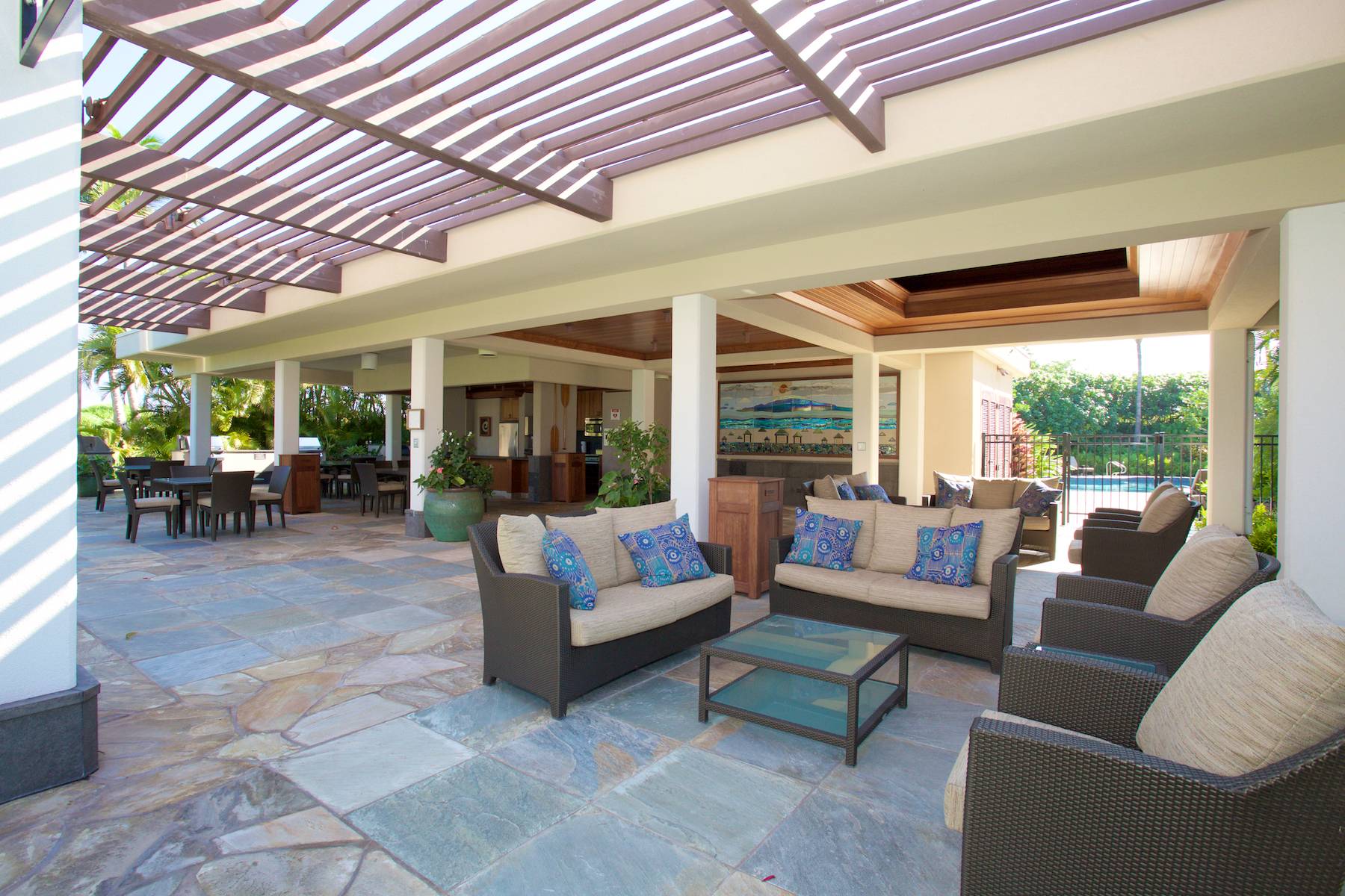 Pool BBQ area at Mauna Lani Point Condominiums