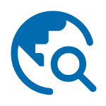 Globe with a magnifying glass