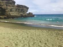 Green sand beach.